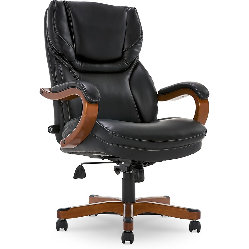 Serta Conway Big & Tall Ergonomic Bonded Leather Swivel Executive Chair, Black/Brown (CHR100007) image 1