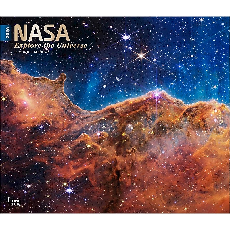 2026 BrownTrout NASA Explore the Universe 14" x 12" Monthly Wall Calendar (9798330704743) image 1