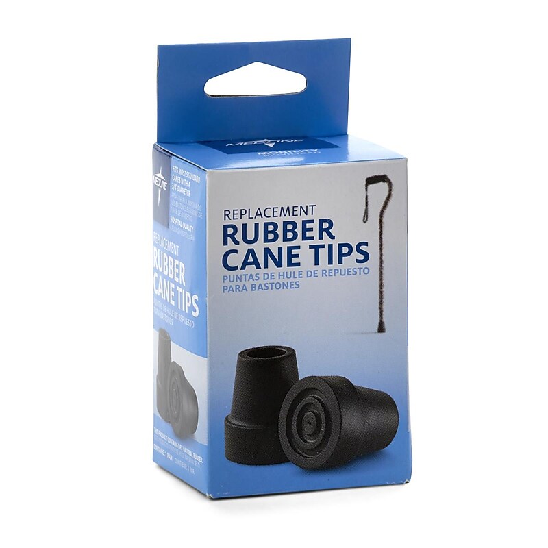 Medline Cane Replacement Tips, Black, 3/4" I.D., 6/Pack (MDS86426W) image 1