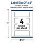 Avery Rectangle Laser Multipurpose Labels, 2" x 6", White, 40/Pack (19479399308)~#|#~58329C21-DF6C-47B5-A30175801575F60A_sc7