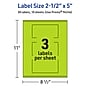 Avery Printable Rectangle Multipurpose Labels, 2.5" x 5", Bright Green, 30/Pack (94246)~#|#~58367E1A-FE92-45F5-8DE905E9EDA40922_sc7