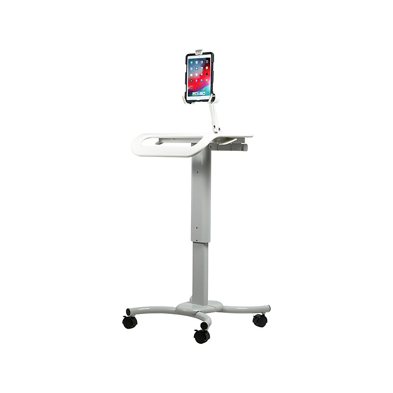 CTA Digital Adjustable Rolling Security Medical Workstation Cart, Gray (QPAD-HRSW) image 1