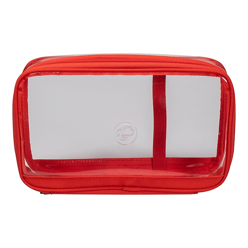 Case It Clear Case XL Zipper Plastic Case, Clear/Red (PLP-18-CLR) image 1