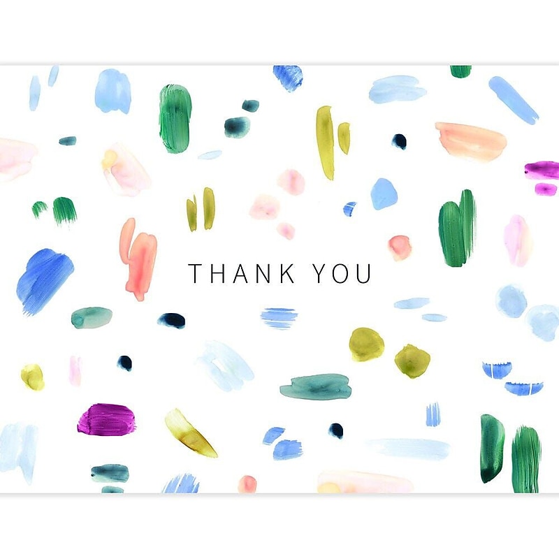 JAM PAPER Go Green Thank You Card Sets, Brush Stroke, 16 Cards with Envelopes (52612909445A) image 1