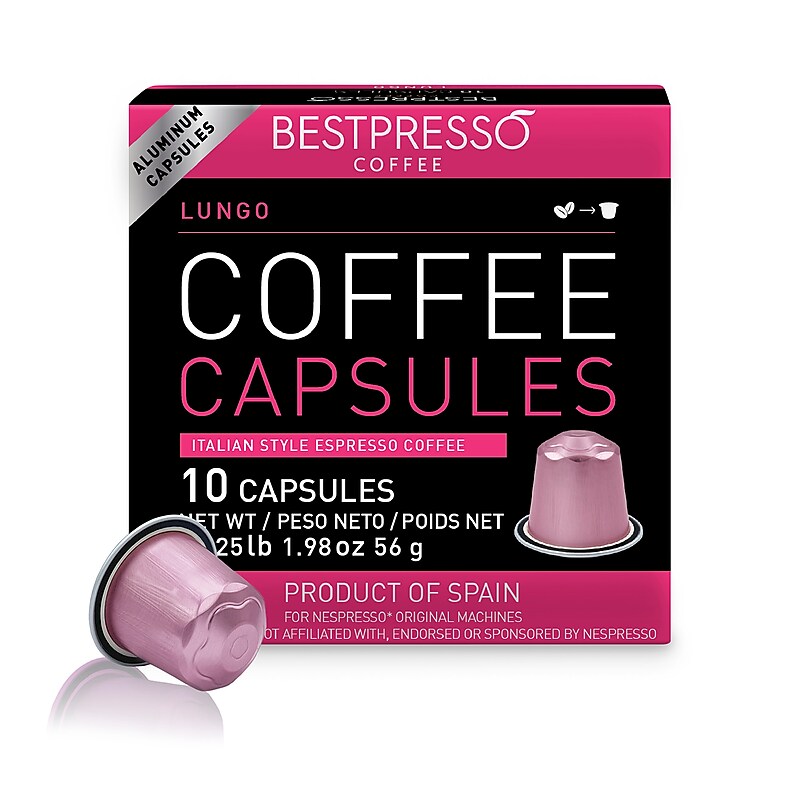Bestpresso Lungo Blend Coffee Capsules, Dark Roast, 10/Box (BST10425) image 1