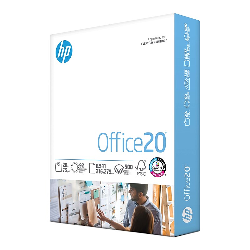 HP Office20 8.5" x 11" Multipurpose Paper, 20 lbs., 92 Brightness, 500 Sheets/Ream (HPC8511) image 1