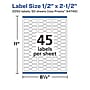 Avery Laser/Inkjet Multipurpose Labels, White, 45 Labels/Sheet, 50 Sheets/Pack (94749)~#|#~5864ACFA-AF98-4C5D-A13582D93DAD5E0D_sc7