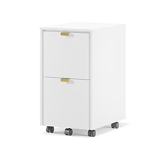 Whalen Breenly 2-Drawer Mobile Vertical File Cabinet, Letter/Legal Size, 28"H x 16"W x 20.63"D, Off-White/Gold (SPUS-BRMF-WH)