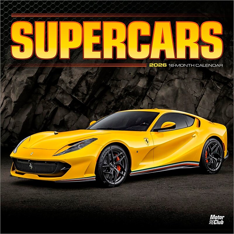 2026 BrownTrout Supercars 12" x 12" Monthly Wall Calendar (9798330705733) image 1