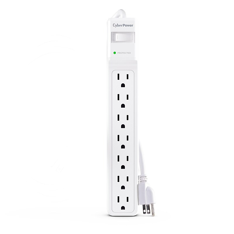 CyberPower CSB 7‑Outlet Surge Protector, 6', 1800 Joules, White (CSB706W) image 1