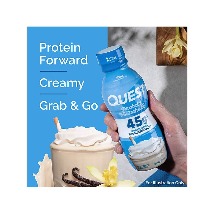 Quest Vanilla Protein Milkshake, 14 oz., 12 Bottles/Carton