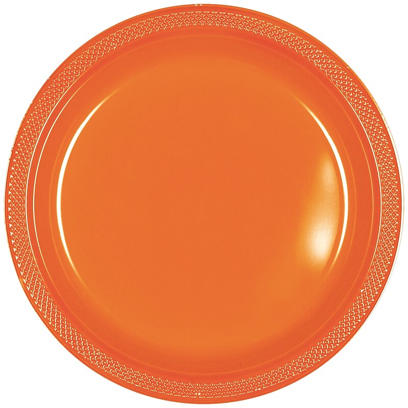 Party City 10.25" Plastic Plates, Orange, 20 Plates/Pack (AM43015-05) image 1