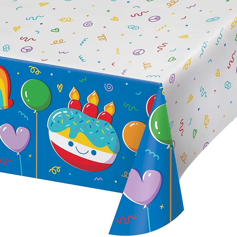 Creative Converting Bubbly Birthday Tablecover, Multicolored, 4/Pack (DTC365026TC) image 1