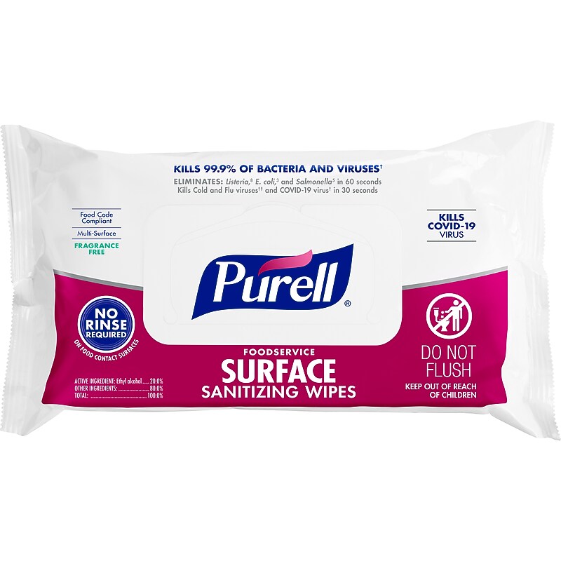 Purell Foodservice Disinfecting Wipes, 72 Wipes/Container (9371-12) image 1