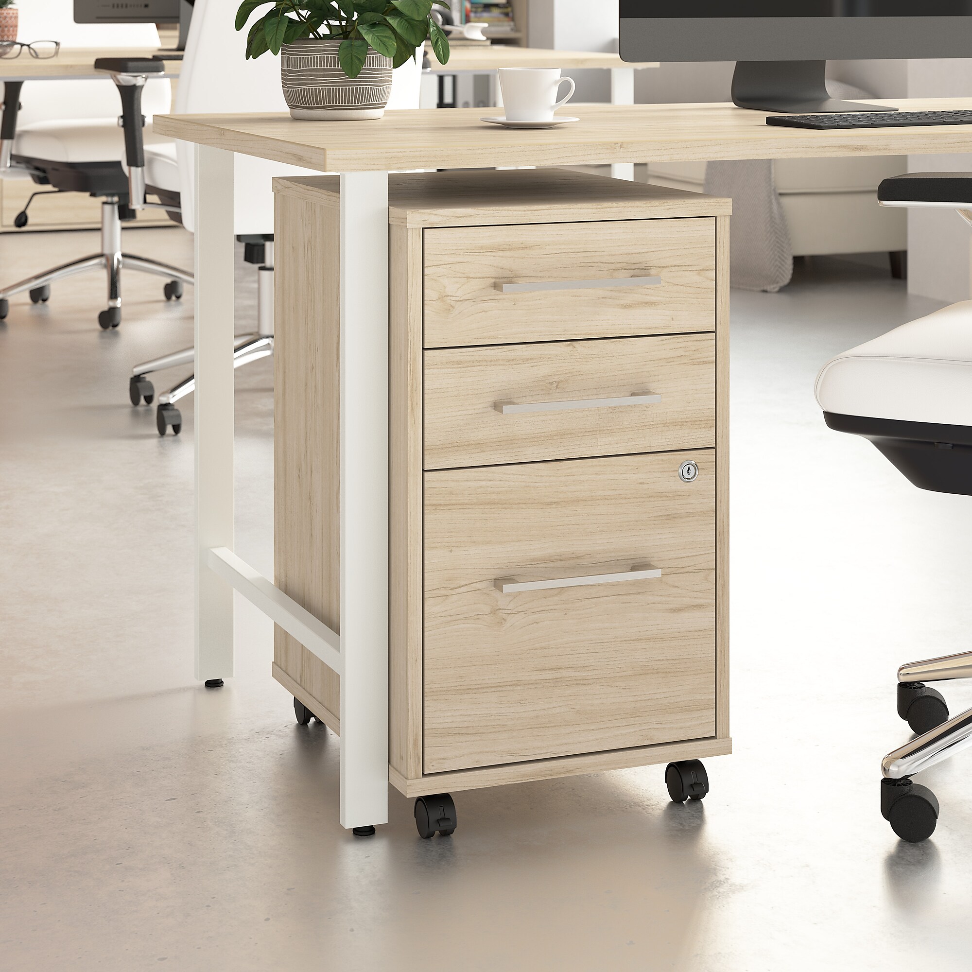 Bush Business Furniture Hustle 3 Drawer Rolling File Cabinet, Natural Elm (HUF116NE) Sansujyuku sansujyuku.com