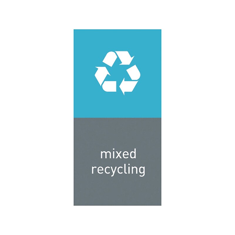 simplehuman Mixed Recycling Magnetic Sorting Label, 8" x 4", Blue/Gray, 2/Pack (KT1171) image 1