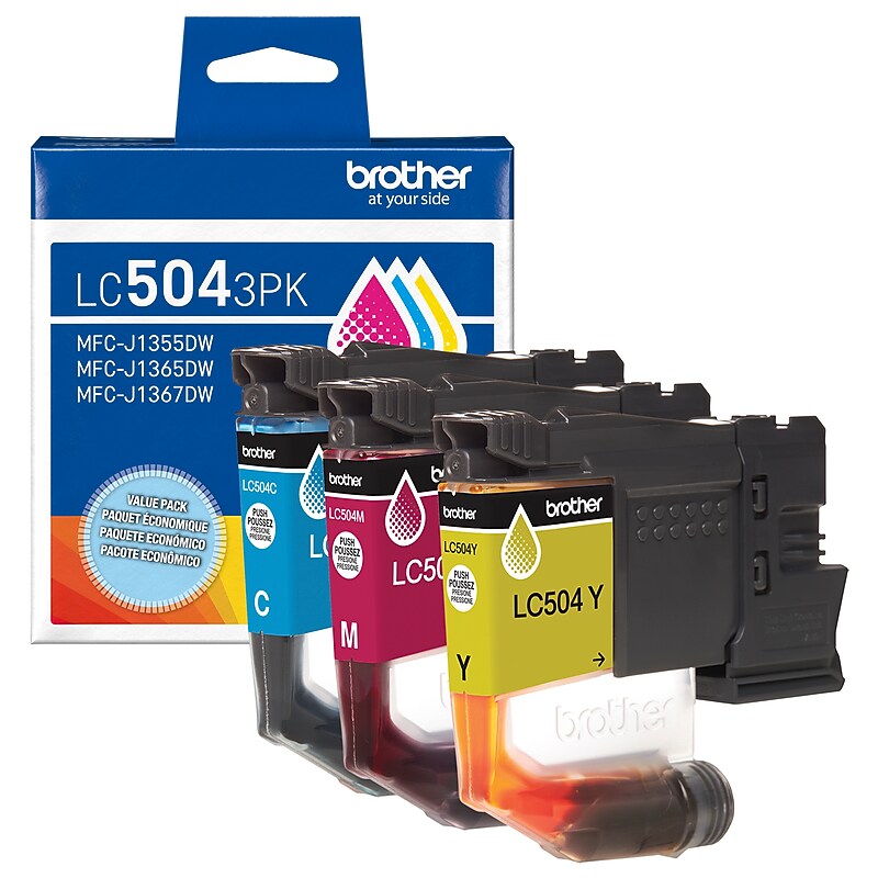 Brother LC504 Cyan/Magenta/Yellow Standard Yield Ink Cartridge (LC5043PKS) image 1