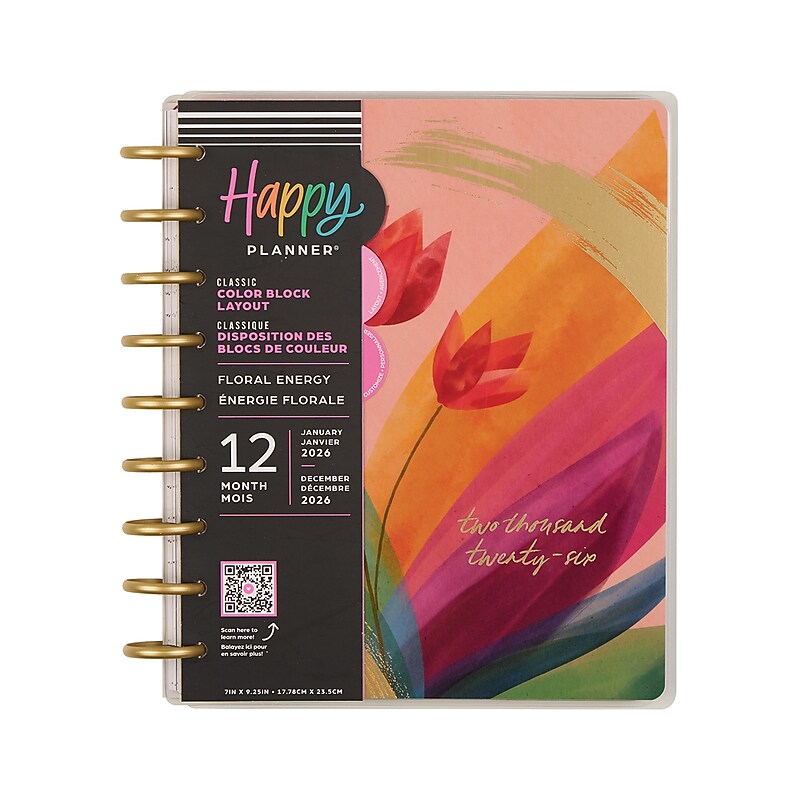 2026 The Happy Planner Floral Energy 8.75" x 9.75" Weekly & Monthly Standard Planner, Plastic Cover (PPCD12-672) image 1