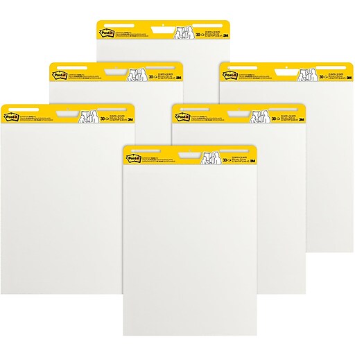 Post-it Self-Stick Easel Pads, White, 25 x 30 - 6 pack, 30 count each