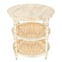Storied Home 23.5"Dia. Wooden Round End Table, 2 Shelves, Distressed White (EC0199)~#|#~58C6398F-0CAF-4057-A05DBA4B1ECBCB7C_sc7
