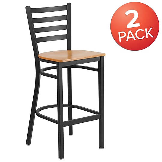 Flash Furniture HERCULES Traditional Metal Ladder Back Restaurant Barstool, Black/Natural Wood, 2-Pieces/Pack (2XUDG697BBARNTW)~#|#~58C67183-D07B-49B4-8A5922C0DED9B22D_sc7