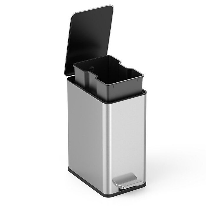 NineStars Stainless Steel Step Trash Can, 2.6 Gallon, Silver (XZD
