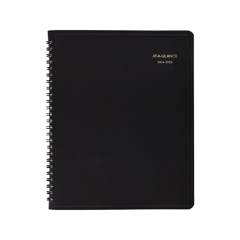 2024-2025 AT-A-GLANCE 7" x 8.75" Academic Monthly Planner, Faux Leather Cover, Black (70-127-05-25) image 1