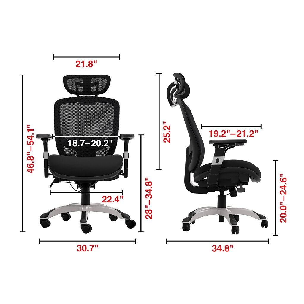 Dimensions of chair: width 30.7 inches, depth 34.8 inches, height 46.8-54.1 inches