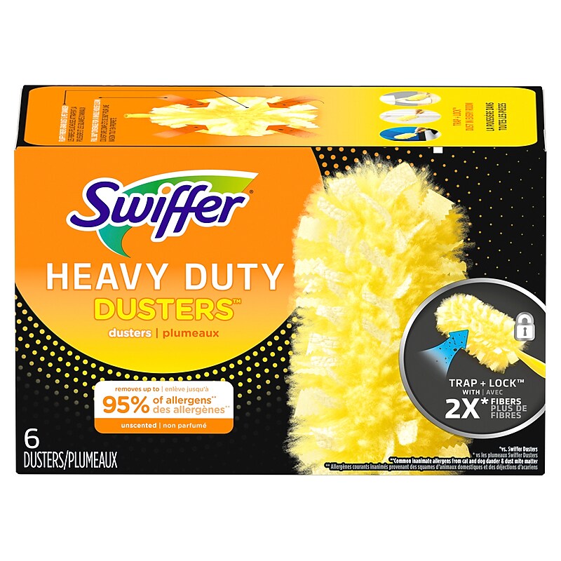 Swiffer Heavy Duty Dust Lock Fiber Refill Dusters, Yellow, 6/Box