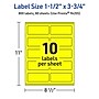 Avery Laser/Inkjet Rectangle Multipurpose Labels, 1.5" x 3.75", Neon Yellow, 800/Box (94205)~#|#~58D98F11-F4DB-4F7C-8726433C8CE523BE_sc7