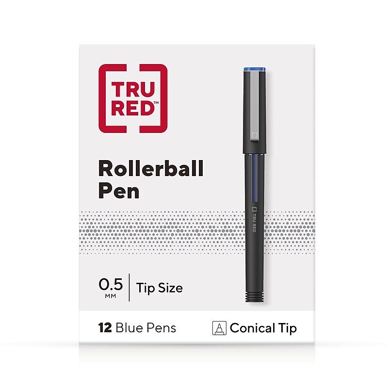 TRU RED™ Rollerball Pens, Conical Tip, Blue, Dozen/Pack (TR57322) image 1