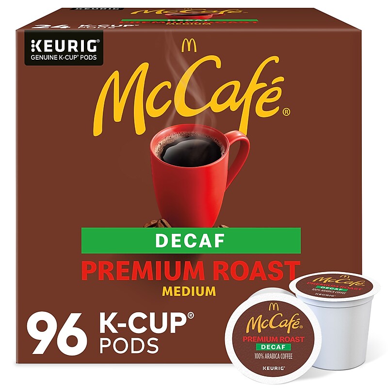 McCafe Premium Roast Decaf Coffee Keurig® K-Cup® Pods, Medium Roast, 96/Carton (080443CT) image 1