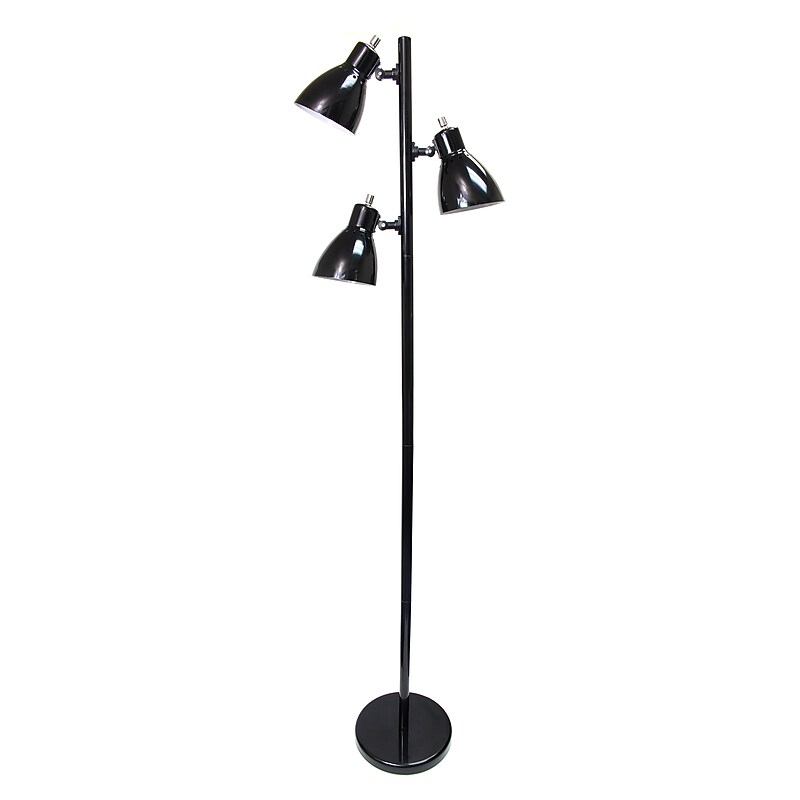 Simple Designs 64" Metal 3-Light Tree Floor Lamp, Black (LF2007-BLK) image 1