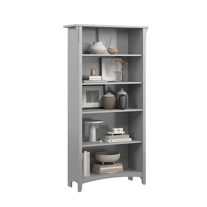 Bush Home Salinas Tall 5 Shelf Bookcase, Cape Cod Gray (SAB132CG