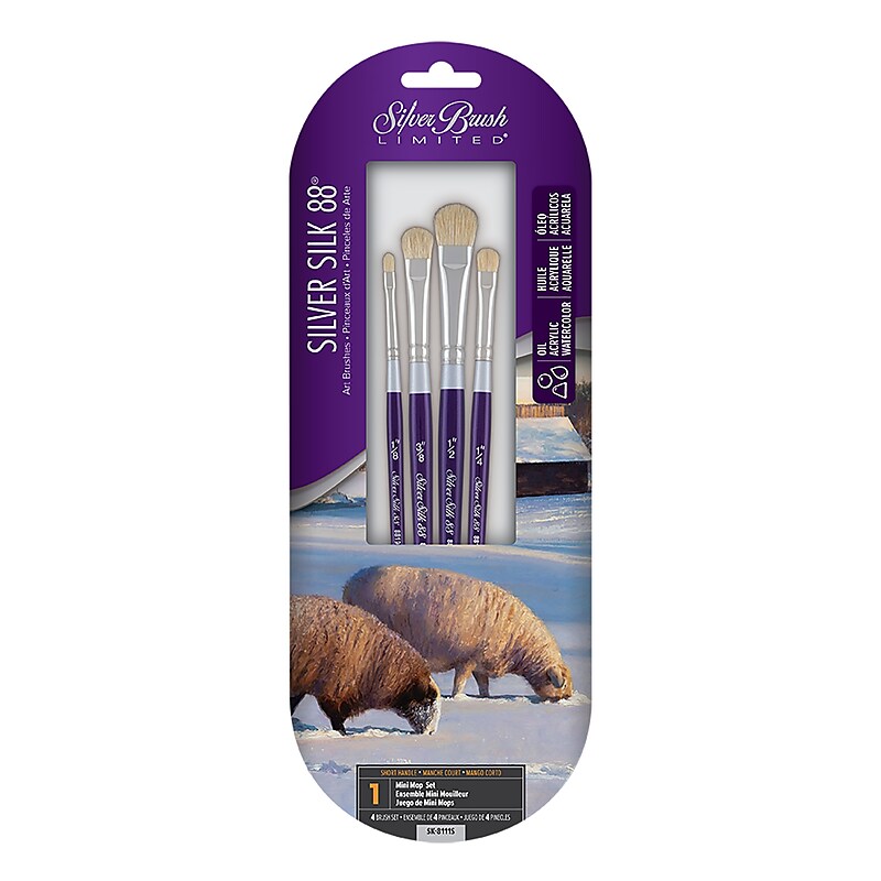 Silver Brush Silver Silk 88 SH 4-Piece Mini Mop Brush Pack (SLVSK8111S) image 1