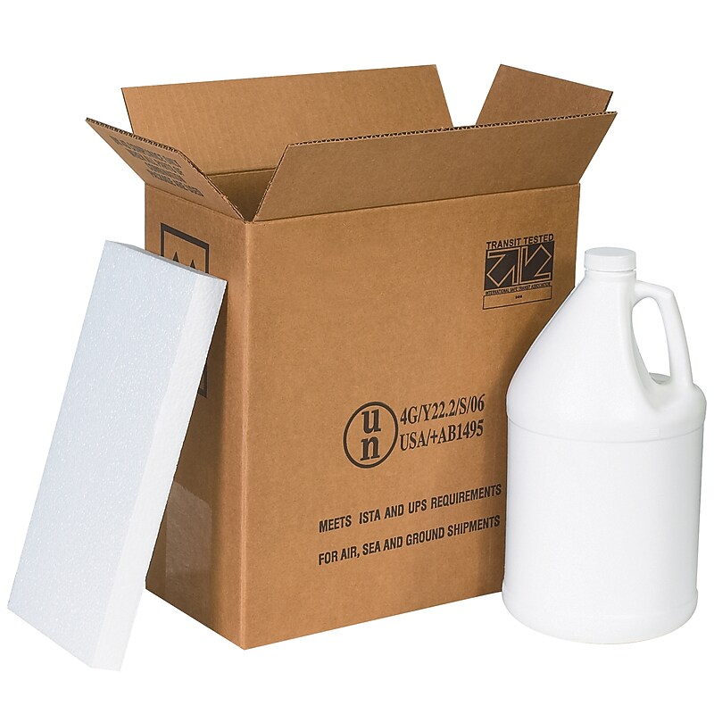 12" x 6" x 12 3/4" Plastic Jug Shipper Kit, 44 ECT, Kraft (HAZ1131) image 1