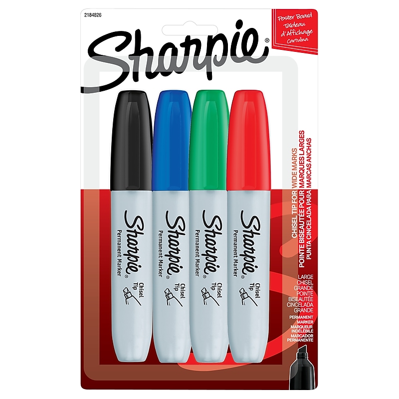Sharpie Permanent Marker, Chisel Tip, Assorted, 4/Set (38254PP/2184826) image 1