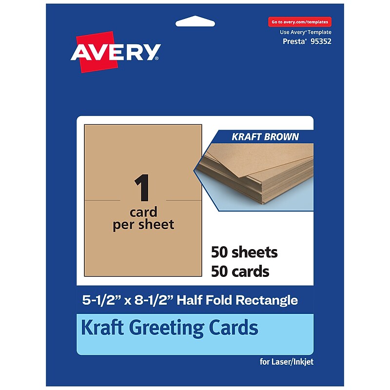 Avery Integrated Cards, 5.5" x 8.5", Matte Kraft Brown, 50/Box (95352) image 1