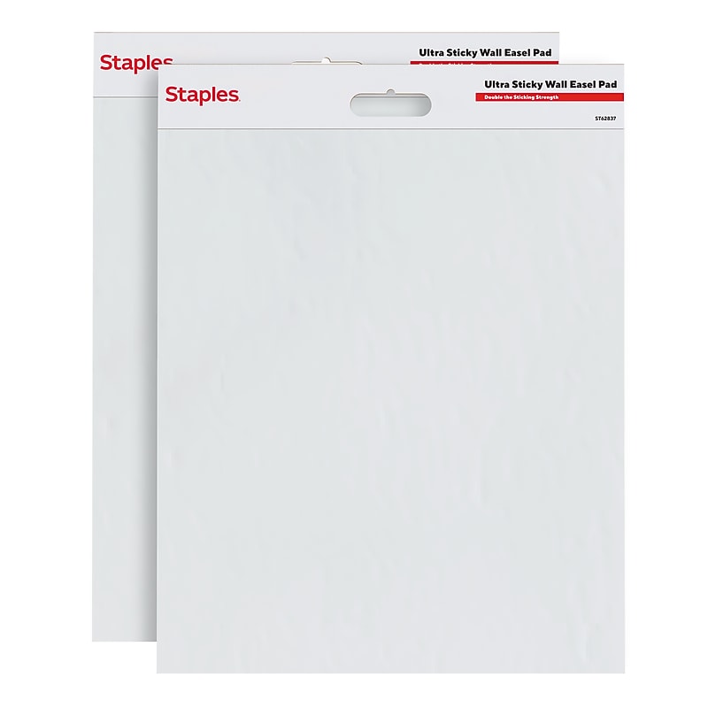 Staples Ultra Sticky Wall Easel Pad, 20" x 23", 20 Sheets/Pad, 2 Pads/Pack (ST62837) image 1