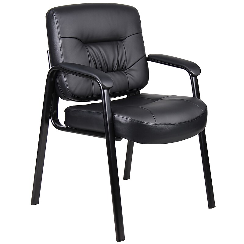Boss Office Products LeatherPlus Guest Chair, Black (B7509) image 1