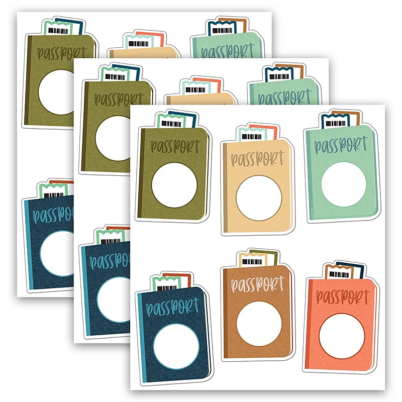 Carson Dellosa Education Let's Explore Passports Cut-Outs, 36/Pack, 3 Packs/Bundle (CD-120633-3) image 1