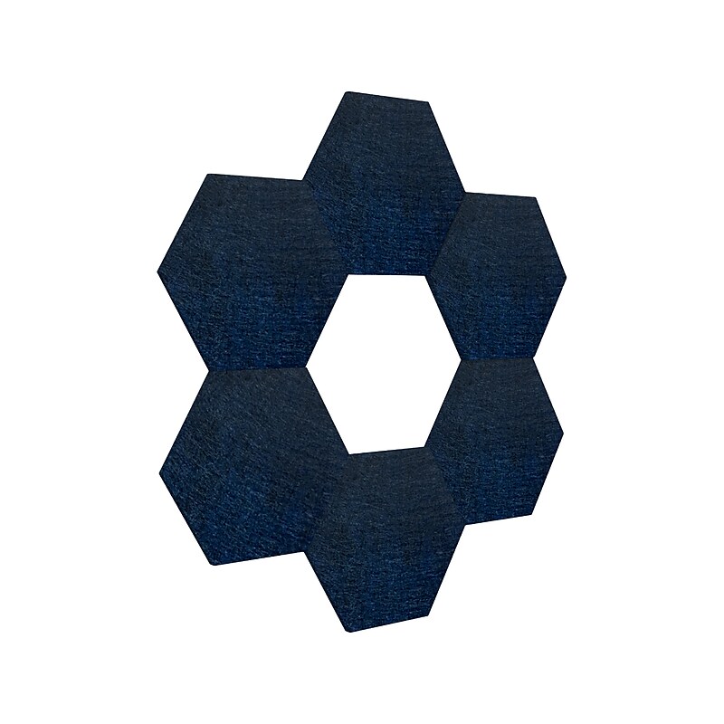 Luxor Reclaim Stick-On Decorative Acoustic Panels, 11"H x 9.5"W, Midnight Blue PET, 6/Pack (RCLMHEX057) image 1