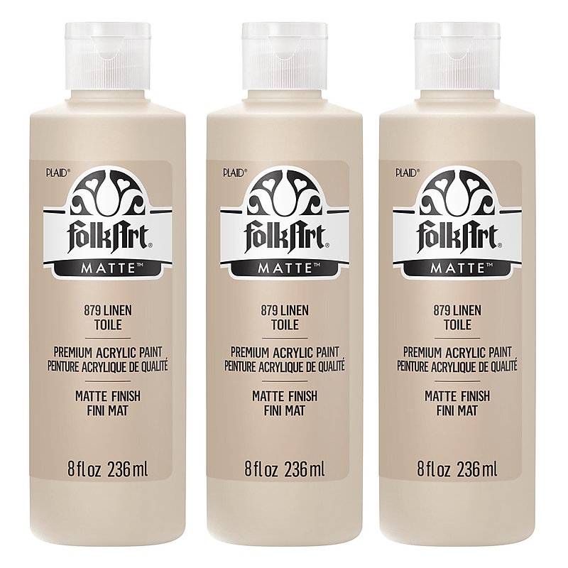 FolkArt Acrylic Paint Matte, 8oz., Linen, 3/Pack (FLK879-3) image 1