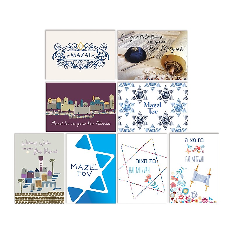 Better Office Jewish Celebration Cards with Envelopes, 5" x 7", Assorted Colors, 36/Pack (64626-36PK) image 1