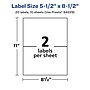 Avery Laser/Inkjet Multipurpose Labels, 5 1/2" x 8 1/2", White, 2 Labels/Sheet, 10 Sheets/Pack (94229-WMF10)~#|#~592B46BA-1E21-4773-8A52C27734644145_sc7