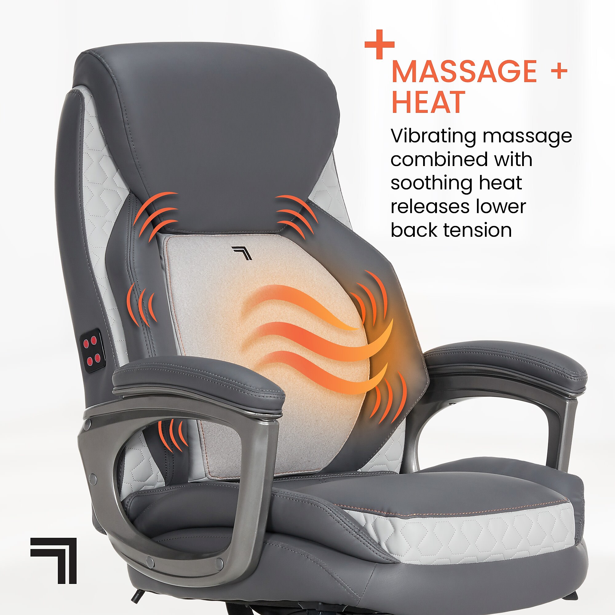 Sharper Image S-600 Active Lumbar Heated Ergonomic Bonded Leather Swivel Executive Massage Chair, Gray (60098-GRY) Sansujyuku sansujyuku.com