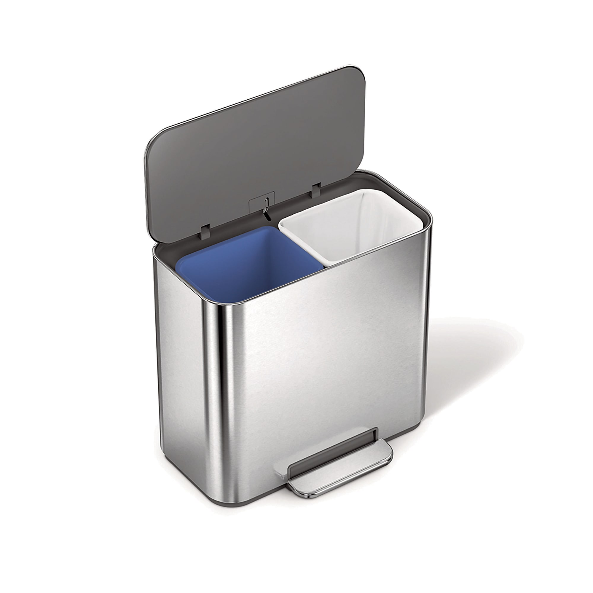 simplehuman Office Mini Steel Trash & Recycling Step Can, 4 Gallon (CW2120) Sansujyuku sansujyuku.com