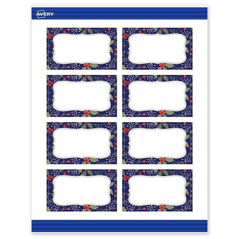 Avery Silver-Navy Matte Blank Card, White, 80/Pack (S00-FJ2) image 1