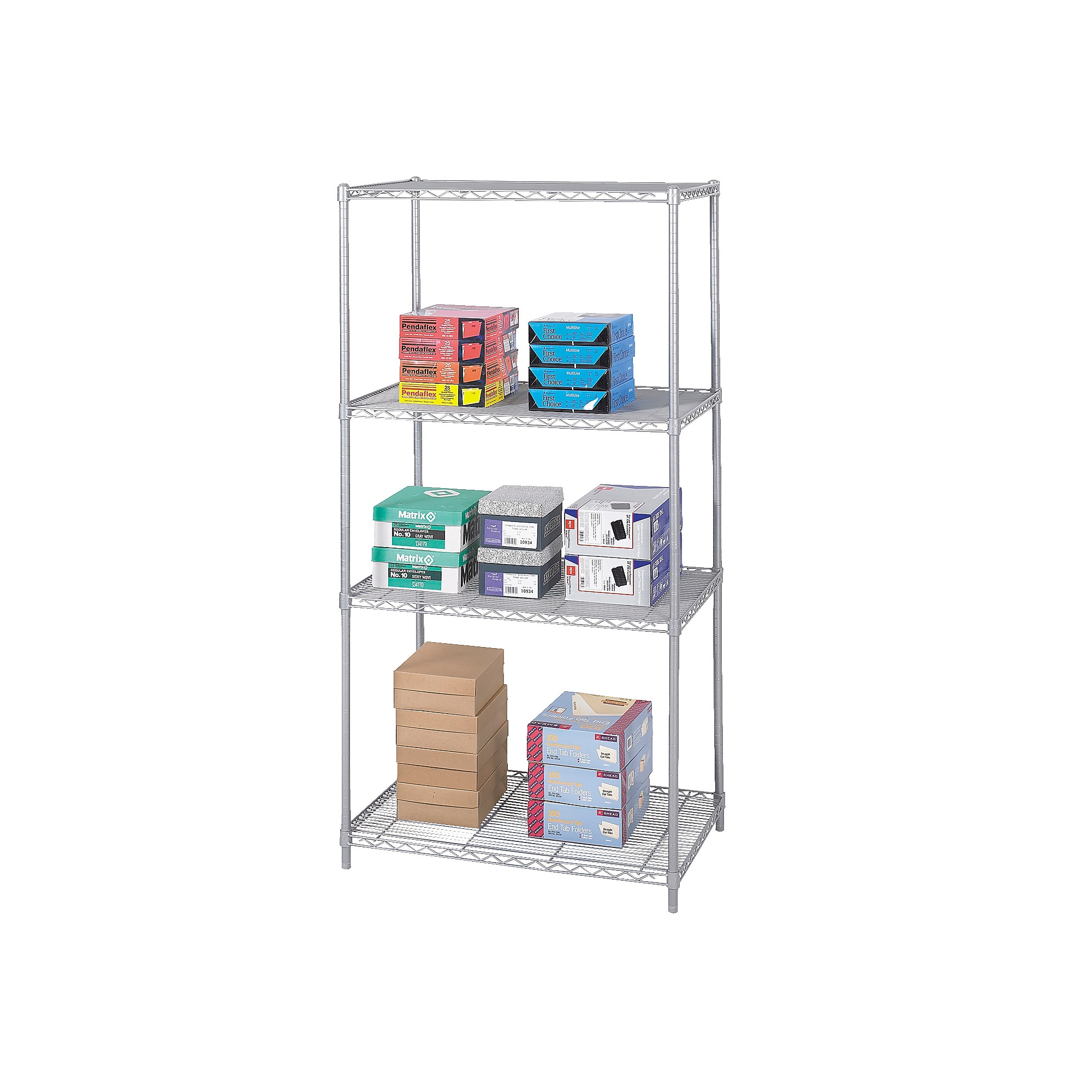 Safco Industrial 4-Shelf Metal Stand Alone, 36″, Metallic Gray (5288GR) Sansujyuku sansujyuku.com