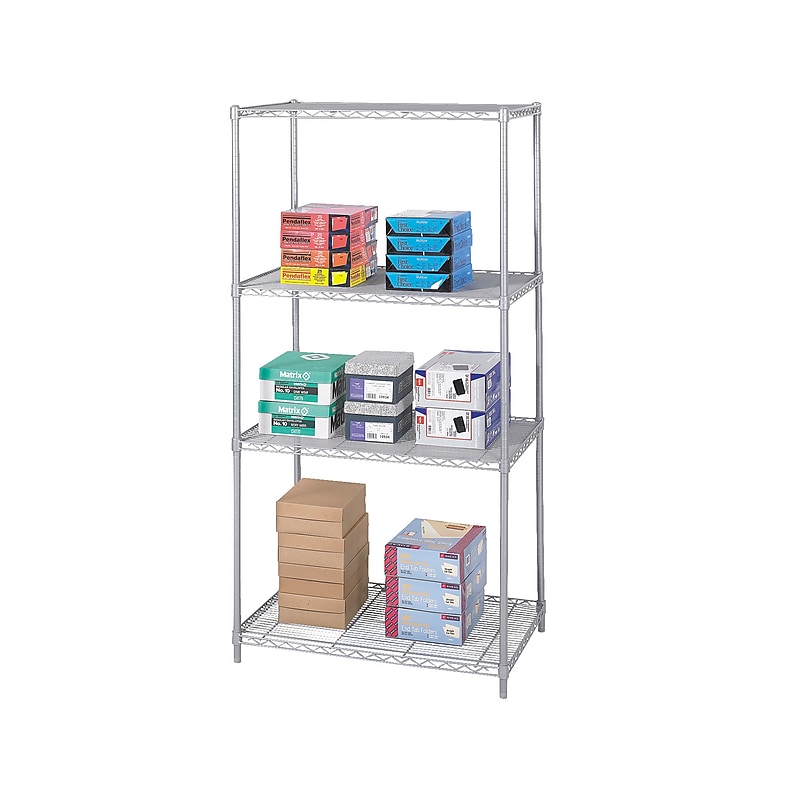 Safco Industrial 4-Shelf Metal Stand Alone, 36", Metallic Gray (5288GR) image 1